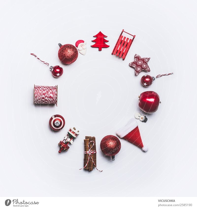 Weihnachten Dekoration Rahmen rund auf weiß kaufen Stil Design Winter Feste & Feiern Weihnachten & Advent Verpackung Dekoration & Verzierung Ornament Kugel