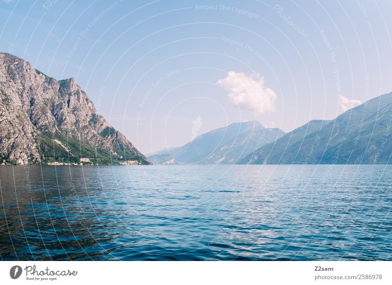 Lago di Garda Umwelt Natur Landschaft Himmel Wolken Sommer Schönes Wetter Berge u. Gebirge Seeufer nachhaltig natürlich blau Gelassenheit ruhig Idylle Ferne