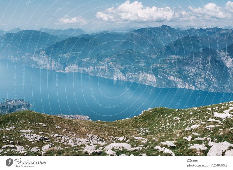 Lago di Garda Umwelt Natur Landschaft Himmel Wolken Sommer Schönes Wetter Wiese Berge u. Gebirge Seeufer gigantisch blau grün Abenteuer Erholung