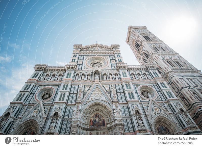 Santa Maria del Fiore Stadt alt Bauwerk Kunstwerk Italien Florenz Kathedrale Turm ästhetisch Tourismus Gegenlicht Sonne Farbfoto Außenaufnahme Textfreiraum oben