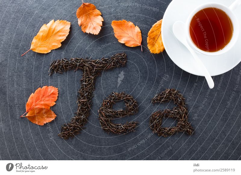 Schwarzer Tee Getränk natürlich Lebensmittel trinken trocknen getrocknet Teepflanze buchstabiert Brief schreibend schriftlich camellia sinensis Briten Englisch