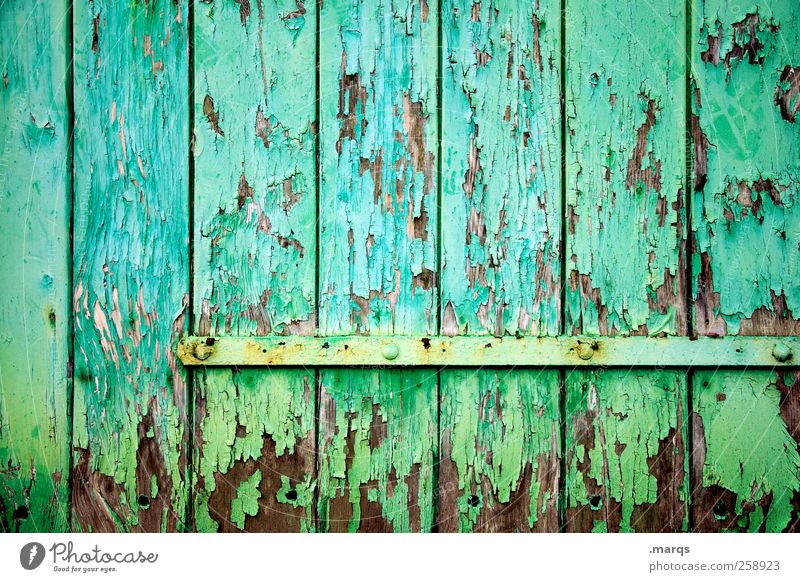 Strukturiert Stil Design Mauer Wand Tür Tor Holz leuchten alt außergewöhnlich einzigartig grün Farbe Nostalgie Verfall Vergänglichkeit türkis Hintergrundbild