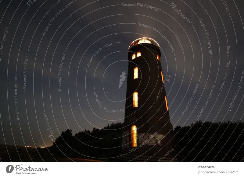 Leuchtturm St. Peter-Ording Deutschland Europa Menschenleer Turm Deich Graffiti Sternenhimmel Farbfoto Außenaufnahme Nacht