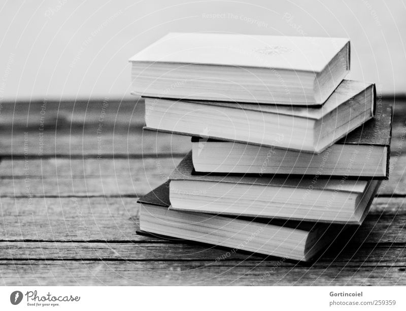 Stapelweise Bildung Wissenschaften Schule lernen Studium Buch Schwarzweißfoto Innenaufnahme Textfreiraum links Schatten Kontrast