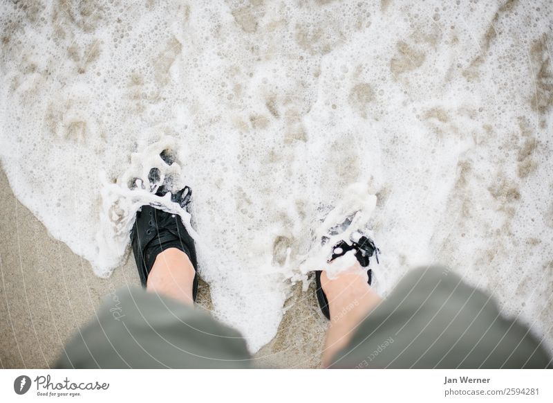 Füße im Meer Wellness Wohlgefühl Erholung Freizeit & Hobby Tourismus Ausflug Abenteuer Freiheit Sommerurlaub Strand Wellen wandern Ruhestand Mensch Beine Wasser