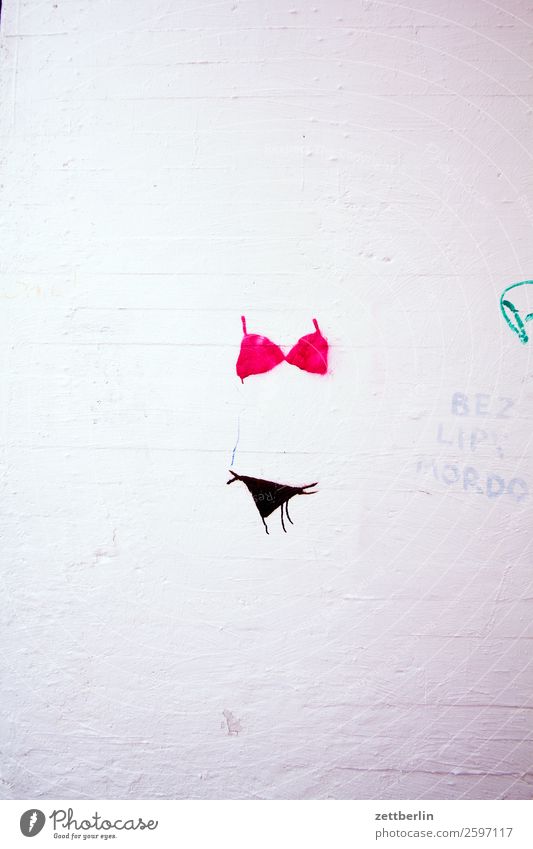 Bikini slight return Diät Körper Figur Frau feminin Unterwäsche Wand Mauer Graffiti Grafik u. Illustration taggen Vandalismus beschmiert Straßenkunst Kunst