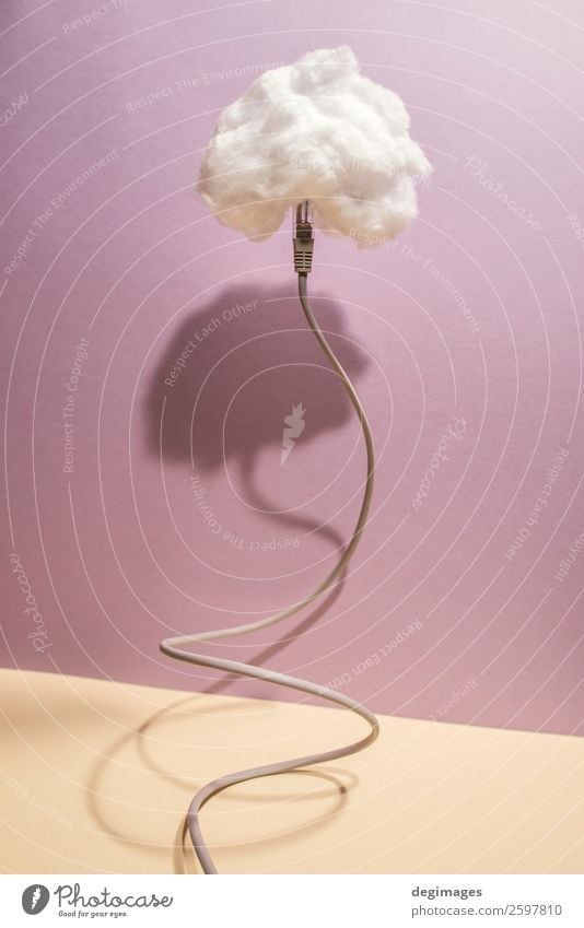 Cloud-Konzept mit Baumwolle und USB-Kabel Business Technik & Technologie Internet Medien Himmel Wolken Architektur Papier innovativ Kommunizieren Schnittstelle