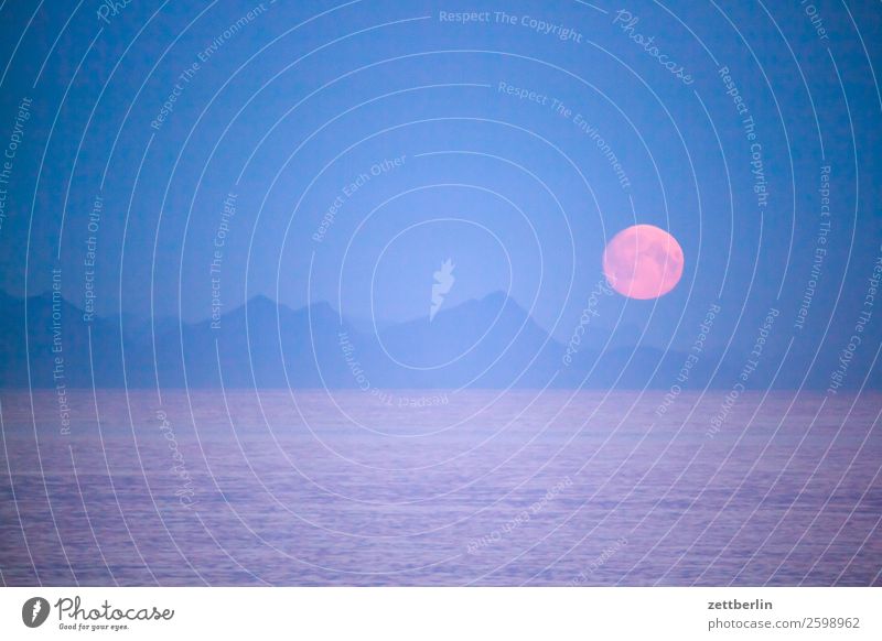 Mond again Abend Nacht Dämmerung Polarnacht dunkel Felsen Ferien & Urlaub & Reisen Fjord Hafen Himmel Himmel (Jenseits) Horizont Insel Landschaft maritim Meer