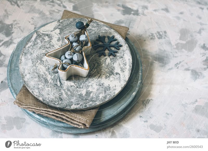 Weihnachts-Tischset Teller mit Schale und Klingelglocken verziert Abendessen elegant Design schön Winter Dekoration & Verzierung Feste & Feiern