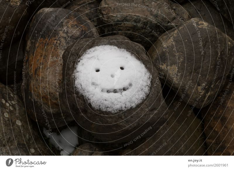 Emotion | SMILE Klima Klimawandel Schnee Felsen Stein Zeichen Lächeln Fröhlichkeit kalt positiv rund Freude Lebensfreude Glück Hoffnung Leichtigkeit Gesicht