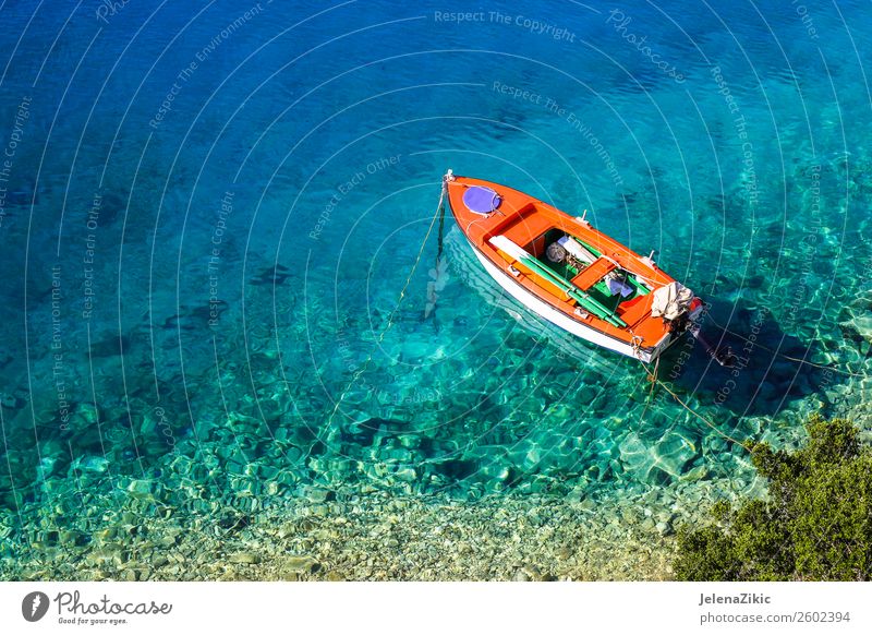 Boot auf kristallklarem Wasser exotisch schön Ferien & Urlaub & Reisen Tourismus Ausflug Sommer Sonne Strand Meer Insel Tapete Natur Landschaft Himmel