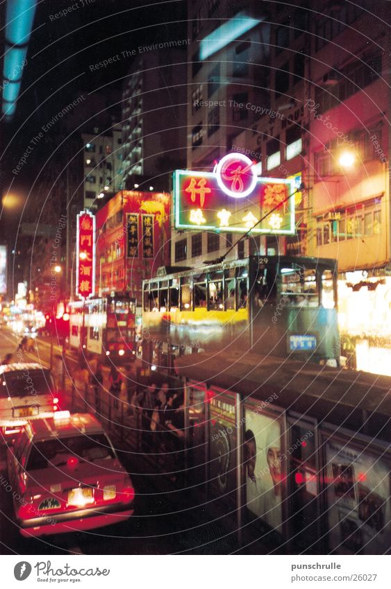 hongkong1 Asien China Hongkong Nacht Neonlicht Verkehr Erfolg Straße Licht