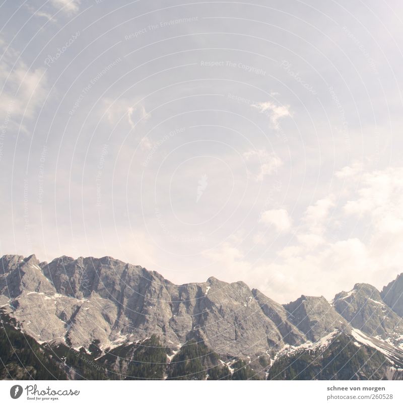 wolkenlos Umwelt Natur Landschaft Luft Wolkenloser Himmel Horizont Sonne Sonnenlicht Wetter Schönes Wetter Felsen Alpen Berge u. Gebirge Gipfel