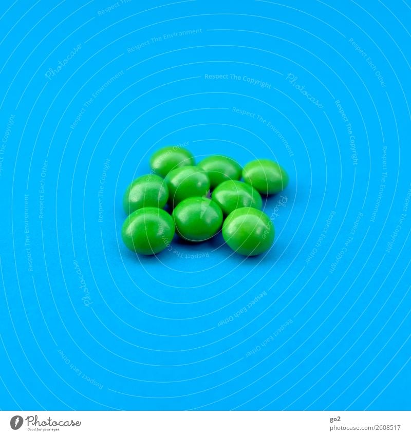 Grün wirkt! Lebensmittel Süßwaren Ernährung Diät Gesundheit Gesundheitswesen Medikament lecker rund blau grün Erschöpfung Drogensucht ästhetisch Konkurrenz