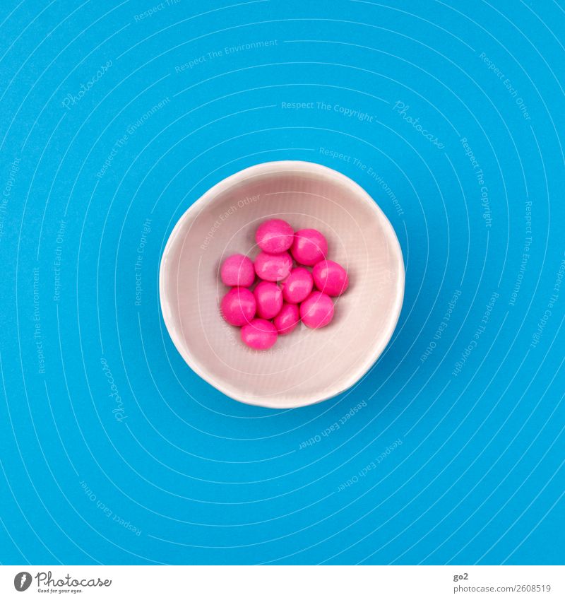 Rosa Pillen Lebensmittel Süßwaren Schokolade Ernährung Diät Fasten Schalen & Schüsseln Gesundheit Gesundheitswesen Behandlung Medikament lecker rund blau rosa