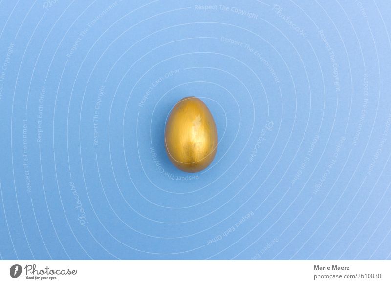 Goldenes Ei kaufen liegen außergewöhnlich Neugier blau gold Erfolg entdecken Erwartung geheimnisvoll Geld Reichtum Ziel Problemlösung minimalistisch verstecken