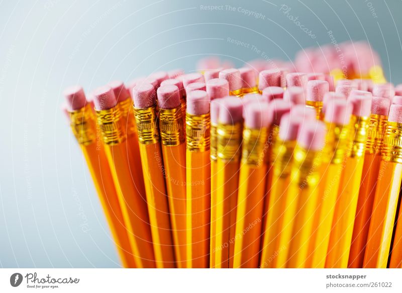 Bleistifte Radiergummi gelb Objektfotografie Menschenleer Gummi rosa Schreibwaren
