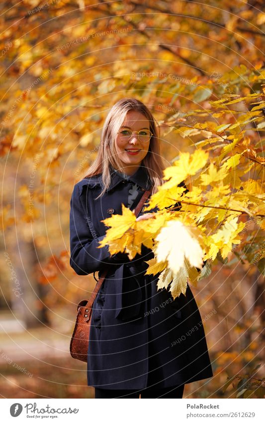 #A# Herbst-Gold Kunst Kunstwerk ästhetisch herbstlich Herbstlaub Herbstfärbung Herbstbeginn Herbstwald Herbstwetter Herbstlandschaft Frau Außenaufnahme Mantel