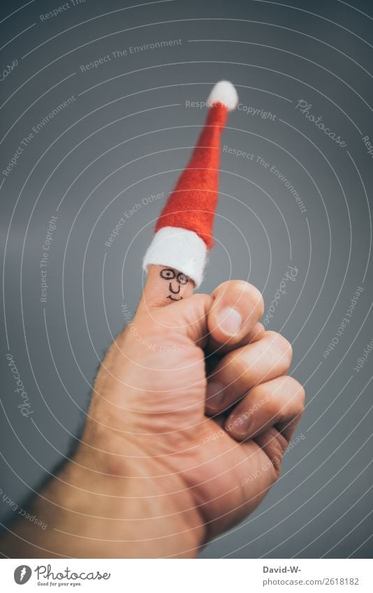 Finger verkleidet als Weihnachtsmann Nikolausmütze Weihnachten lustig niedlich Kreativität Wichtel weihnachtlich witzig
