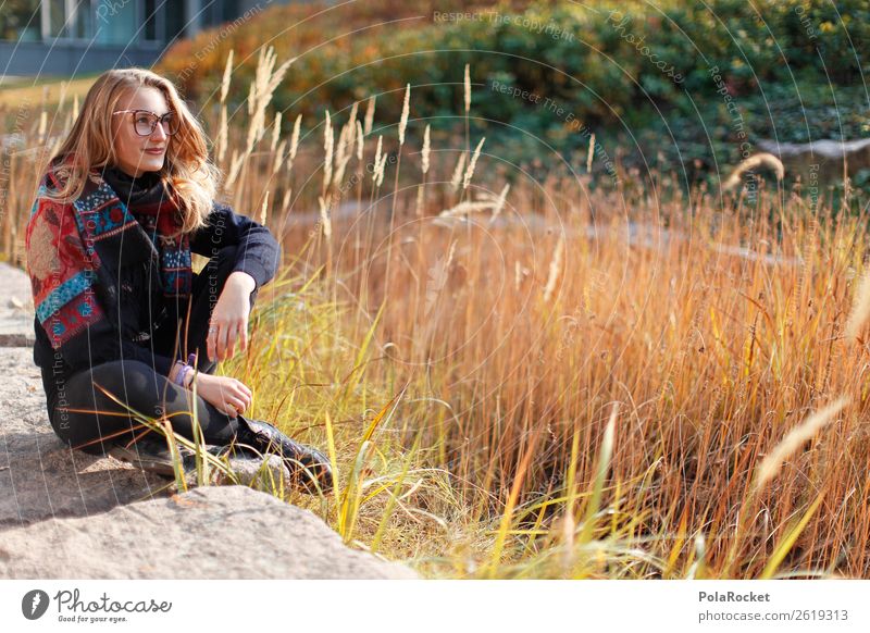 #A9# Sonniger Tag im Studium 1 Mensch Kunst ästhetisch Frau Model Modellfigur Herbst herbstlich Herbstfärbung Herbstbeginn Denken Erscheinung Zukunft