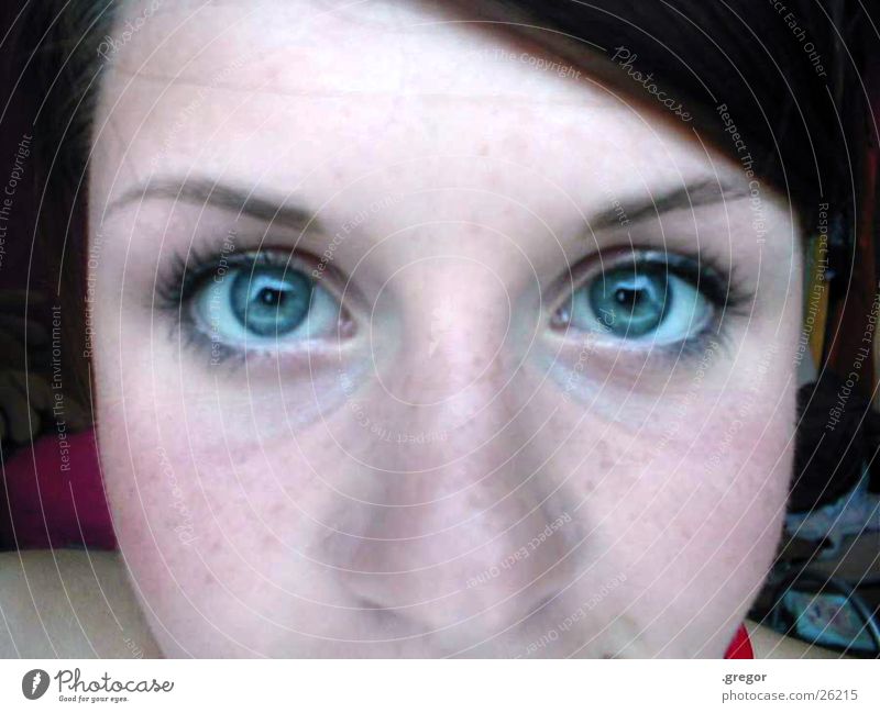 corinna =) Sommersprossen Scheitel Stirn Frau blau Auge Nase