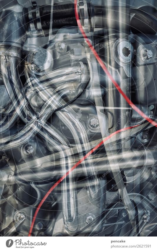 komplex | zielfahndung Maschine Motor Technik & Technologie Bewegung Design Surrealismus Ziel Leitfaden Doppelbelichtung Irrgarten Röhren durcheinander Suche