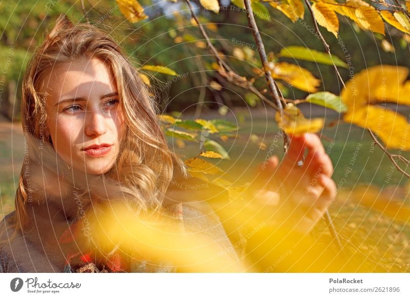 #A# HerbstWind 1 Mensch Kunst ästhetisch Frau Frauengesicht Blick herbstlich Herbstlaub Herbstfärbung Herbstbeginn Herbstwald Herbstlandschaft Herbststurm
