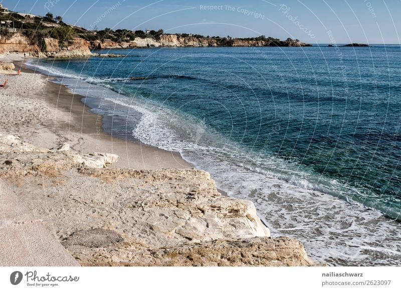 Strand Ferien & Urlaub & Reisen Tourismus Ausflug Sommer Umwelt Natur Landschaft Luft Wasser Schönes Wetter Wärme Felsen Küste Seeufer Bucht Meer Insel Kreta