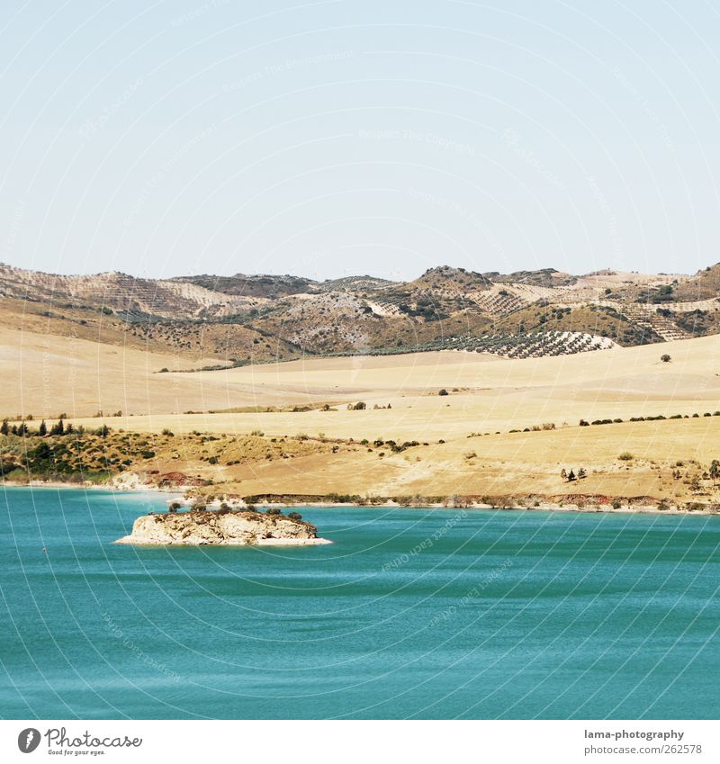 El lago [XXVI] Ausflug Sand Wasser Feld Hügel Küste Seeufer Insel Malaga Andalusien Spanien Ferien & Urlaub & Reisen ruhig Stausee Embalse del Guadalhorce