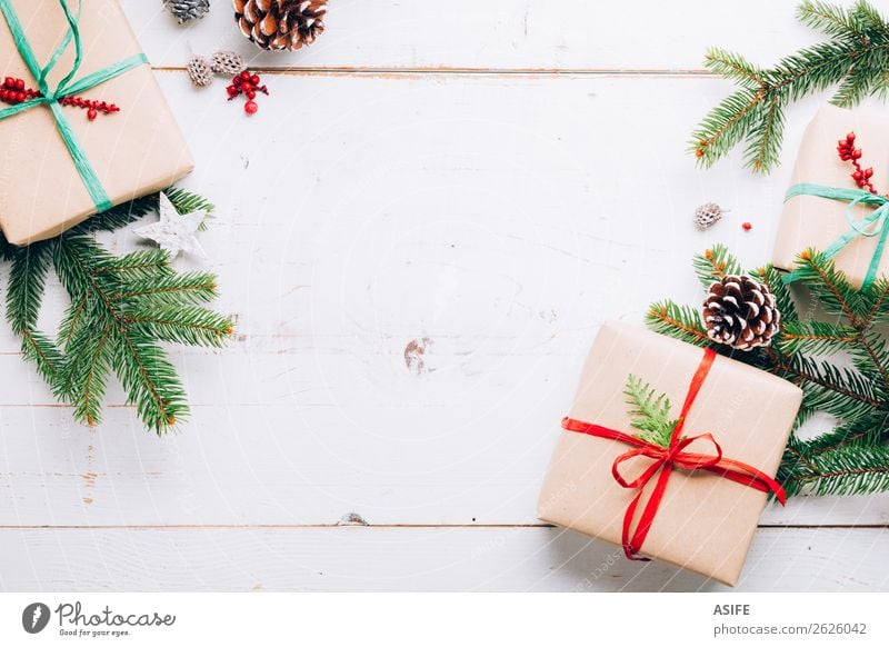 Weihnachtsrahmen Winter Dekoration & Verzierung Tisch Weihnachten & Advent Silvester u. Neujahr Handwerk Natur Baum Papier Holz Ornament Schnur trendy oben grün
