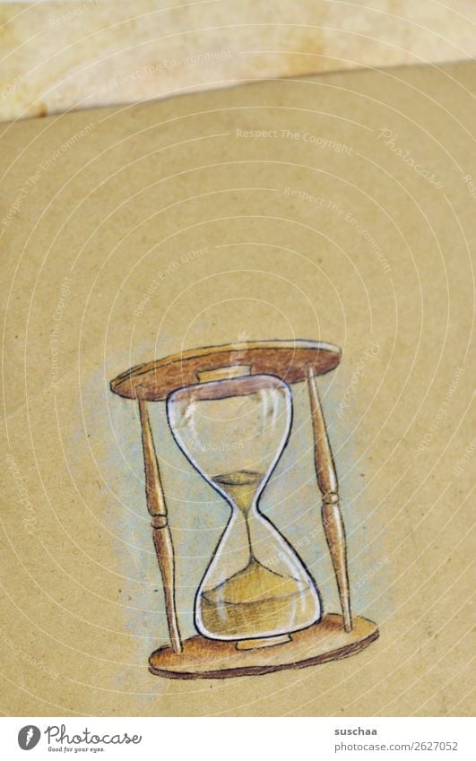 der countdown läuft ... Sanduhr gemalt Zeichnung Papier Zeit Uhr Zeitmessgerät Symbole & Metaphern Kunst Künstler Idee Glas verrinnen Delikt Eile Stress