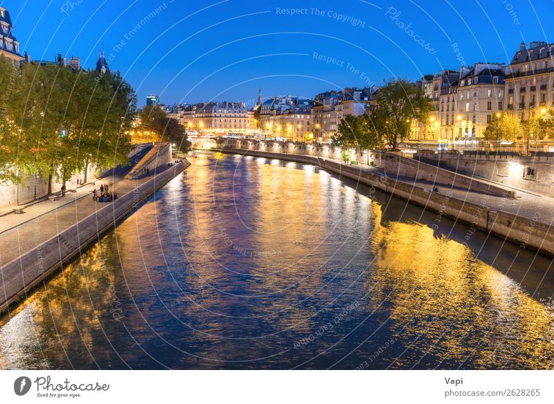 Paris bei Nacht - Sonnenuntergang über der Seine Leben Ferien & Urlaub & Reisen Tourismus Ausflug Abenteuer Sightseeing Städtereise Architektur Landschaft