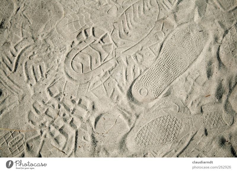 Persönliches Profil Schuhe gehen laufen einzigartig Spuren spurenlesen Fußspur Schuhsohle Reifenprofil Verschiedenheit Sand Abdruck Fährte vererben Spurensuche