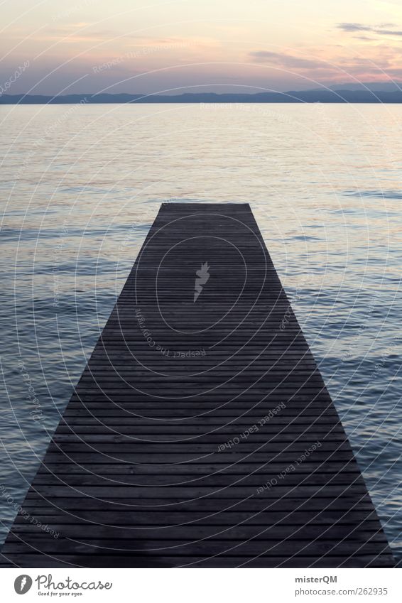 Über's Wasser. Kunst ästhetisch Horizont Perspektive Ferne Aussicht Hoffnung Symbole & Metaphern Steg Anlegestelle ruhig ruhend Seeufer Gardasee friedlich