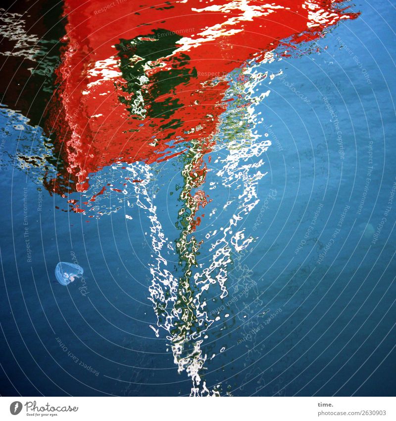 Verwandlung | Auflösungserscheinungen Wasser Schönes Wetter Wellen Küste Schifffahrt Segelboot Hafen Qualle Flüssigkeit maritim nass blau mehrfarbig rot Leben