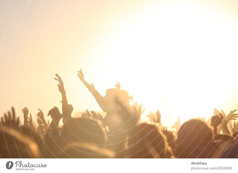 Open-Air-Festival Festspiele Außenaufnahme Fan Musik Felsen Pop Menschen freizeit Wochenende Party Sonne sonnenuntergang sich[Akk] beugen Abendstimmung freiheit