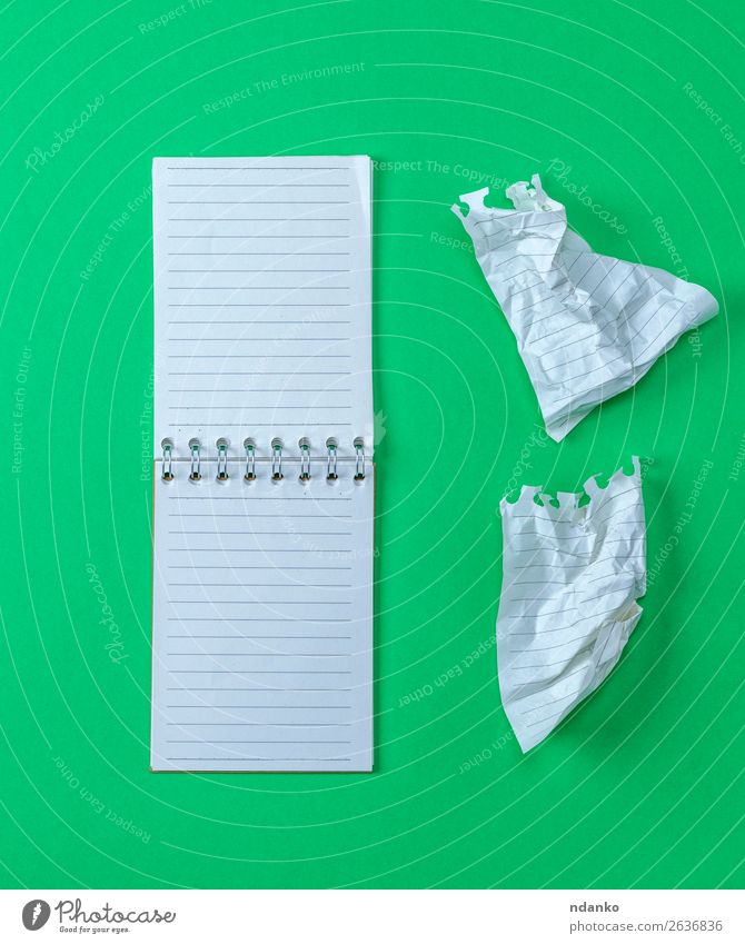 offenes kleines leeres Notizbuch mit weißen Blättern Schule Büro Business Buch Papier Zettel neu Sauberkeit grün Farbe Notebook Unterlage Hintergrund blanko