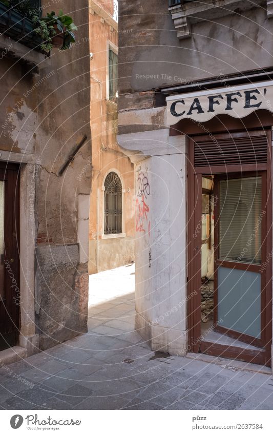 Caffe' Kaffeetrinken Ferien & Urlaub & Reisen Tourismus Ausflug Sightseeing Städtereise Venedig Stadt Hafenstadt Stadtzentrum Altstadt Menschenleer Haus Gebäude