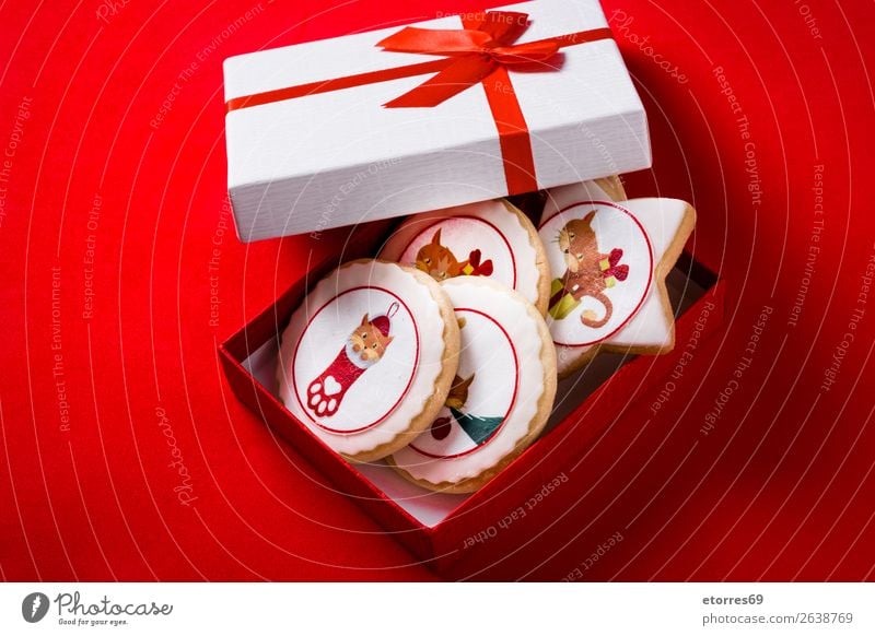 Weihnachtsbutterkekse mit Weihnachtsgrafik verziert Weihnachten & Advent Plätzchen Keks Butter Freude Lebensmittel Gesunde Ernährung Foodfotografie Party