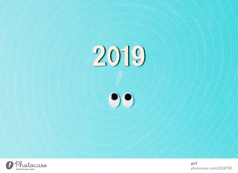2019 Feste & Feiern Silvester u. Neujahr Auge Dekoration & Verzierung Zeichen Ziffern & Zahlen Fröhlichkeit einzigartig lustig Neugier blau Gefühle Freude