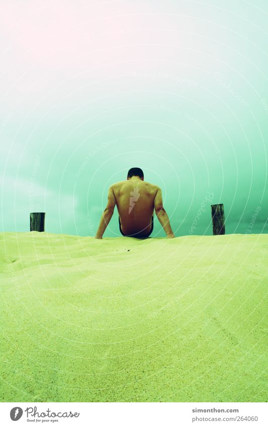 mann am meer2 1 Mensch ästhetisch Rücken Muskulatur Sand Meer Düne Sommerurlaub Gesundheit Beautyfotografie Akt Strand Farbfoto