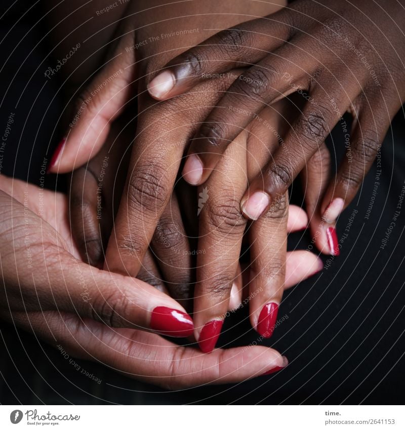 Lebenslinien #116 Haut Nagellack feminin Hand Finger 2 Mensch berühren entdecken festhalten Kommunizieren schön Gefühle Leidenschaft Vertrauen Geborgenheit