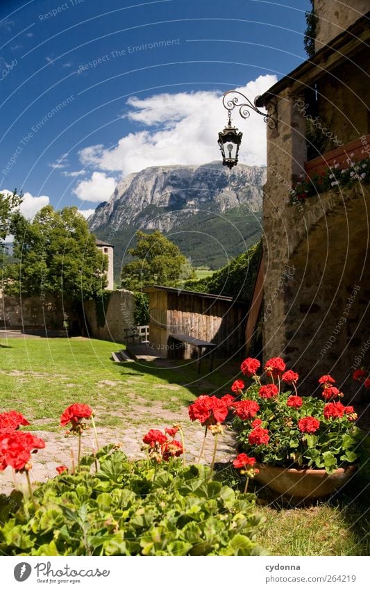 Idyll Ferien & Urlaub & Reisen Tourismus Ausflug Landschaft Himmel Schönes Wetter Gras Alpen Berge u. Gebirge Haus Burg oder Schloss einzigartig Idylle schön
