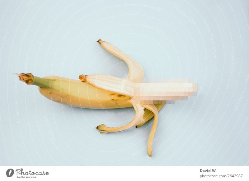 zensiert Gesundheit Gesunde Ernährung Leben Mensch maskulin Mann Erwachsene Kunst Kunstwerk hängen exotisch lecker lustig gelb Banane offen Penis Geschlecht