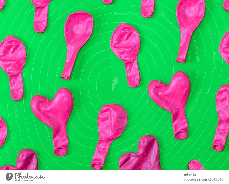 viele weggeblasene gummi-rosa Ballons Freude Dekoration & Verzierung Feste & Feiern Geburtstag Spielzeug Luftballon Herz Fröhlichkeit lustig grün Farbe Air