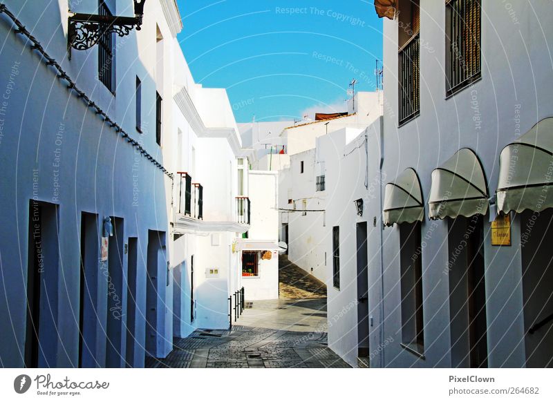 Andalusien Wolkenloser Himmel Sommer Schönes Wetter Dorf Haus Stadt blau weiß Stimmung Ferien & Urlaub & Reisen Farbfoto Außenaufnahme Menschenleer Tag Schatten