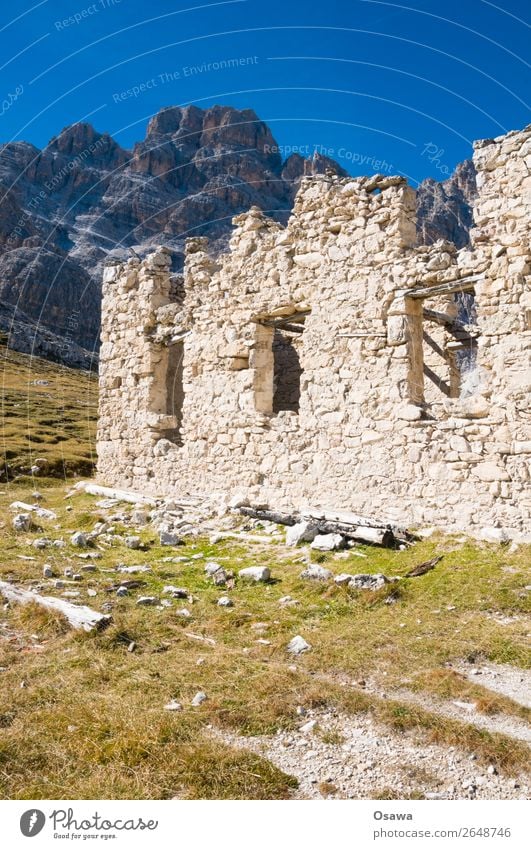 Rifugio Popena Italien Südtirol Alpen Berge u. Gebirge Felsen Gebäude Gipfel Landschaft Dolomiten wandern Bergsteigen Klettern Natur Hütte Alm Zerstörung