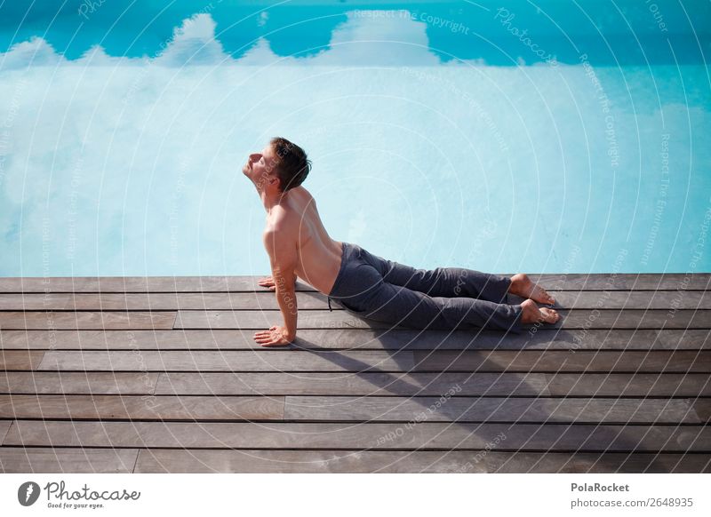 #AS# himmelwärts 1 Mensch ästhetisch Yoga Erholung Wellness Konzentration Bewusstsein ruhig Idylle Schwimmbad Urlaubsstimmung Pause Mann maskulin Körperhaltung