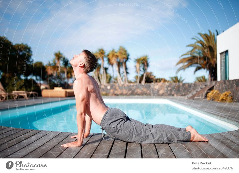#AS# FOCUS 1 Mensch ästhetisch Leichtigkeit Yoga sportlich Erholung dehnen Sport beweglich Konzentration Schwimmbad Ferien & Urlaub & Reisen Urlaubsstimmung