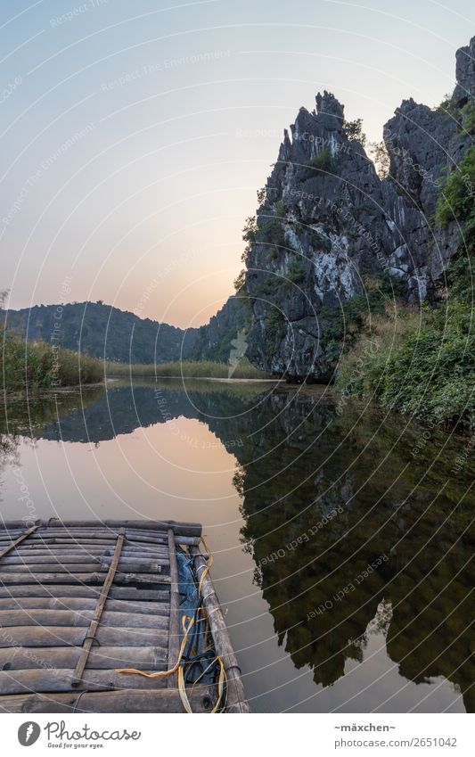 Van Long - Ninh Binh (Vietnam) Ferien & Urlaub & Reisen Ferne Freiheit Expedition Natur Landschaft Urelemente Wasser Wolkenloser Himmel Sonnenaufgang